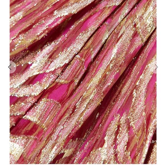 NWT Jonathan Simkhai Halen Ruched Metallic fil coupé silk-blend moire Dress - Picture 7 of 12